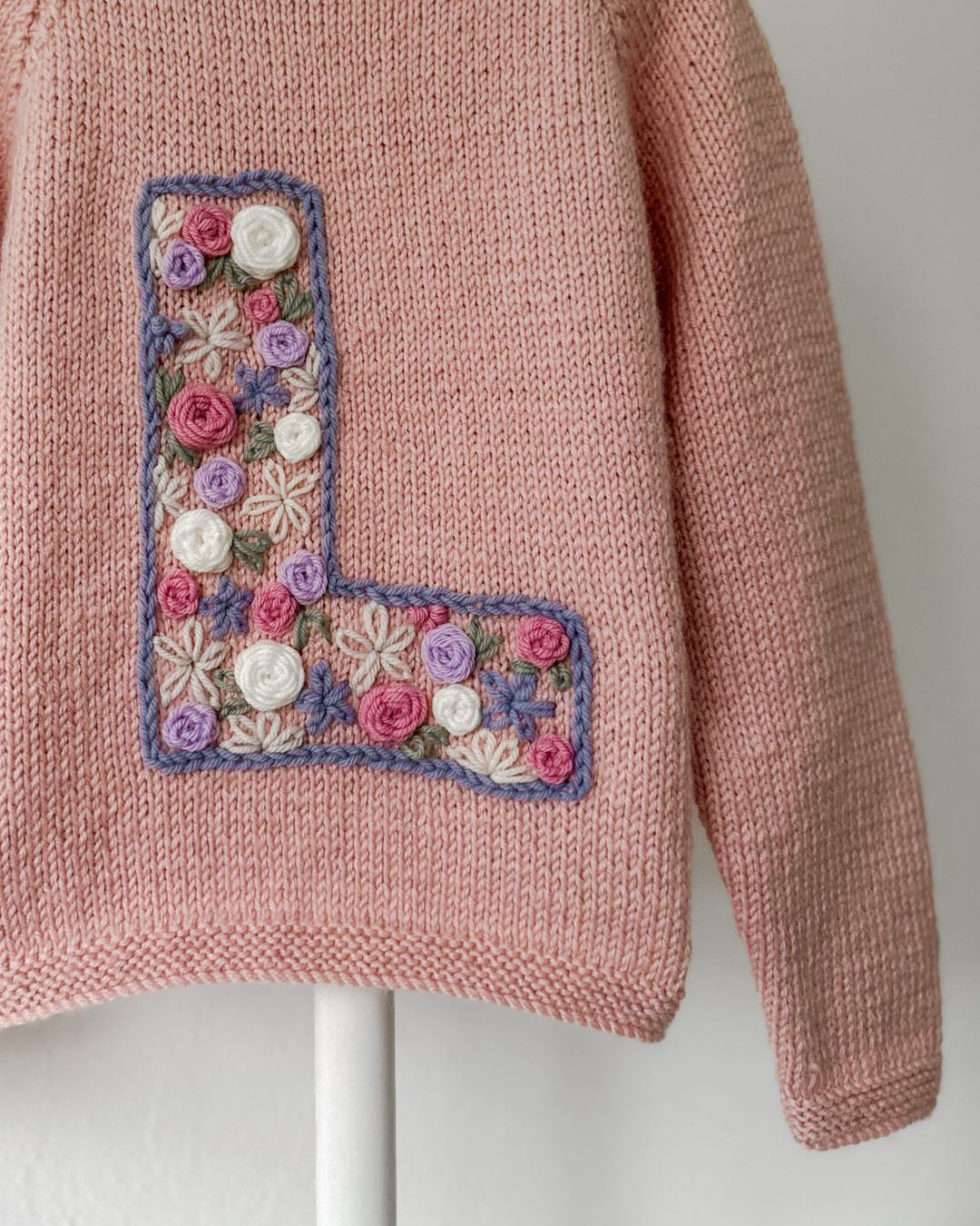 Personalised Knit with Floral Initial.