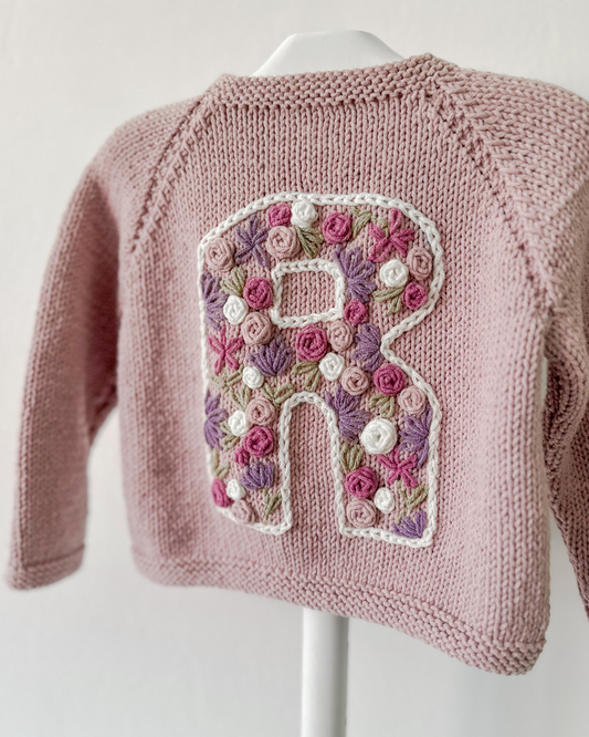 Personalised Knit with Floral Initial.
